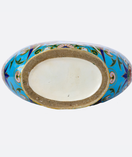 Moon flask with Islamicizing floral motifs circa 1872