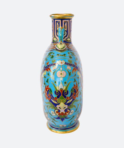 Moon flask with Islamicizing floral motifs circa 1872